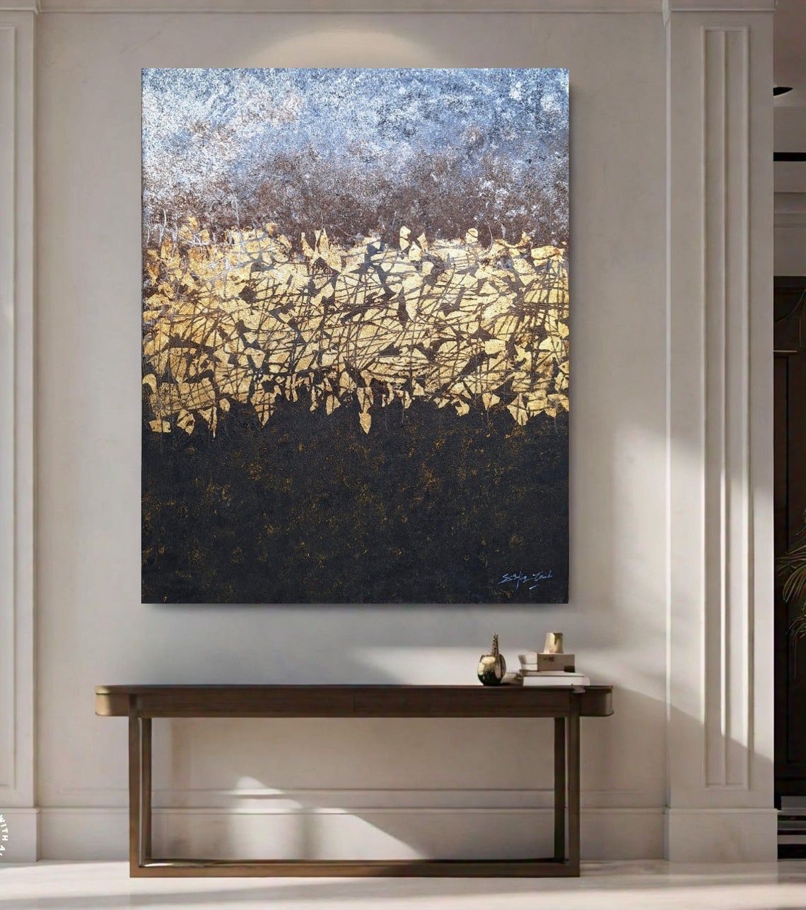 Gold Black Abstract Textured Luxe Modern Shimmer Statement Poster - Image 3