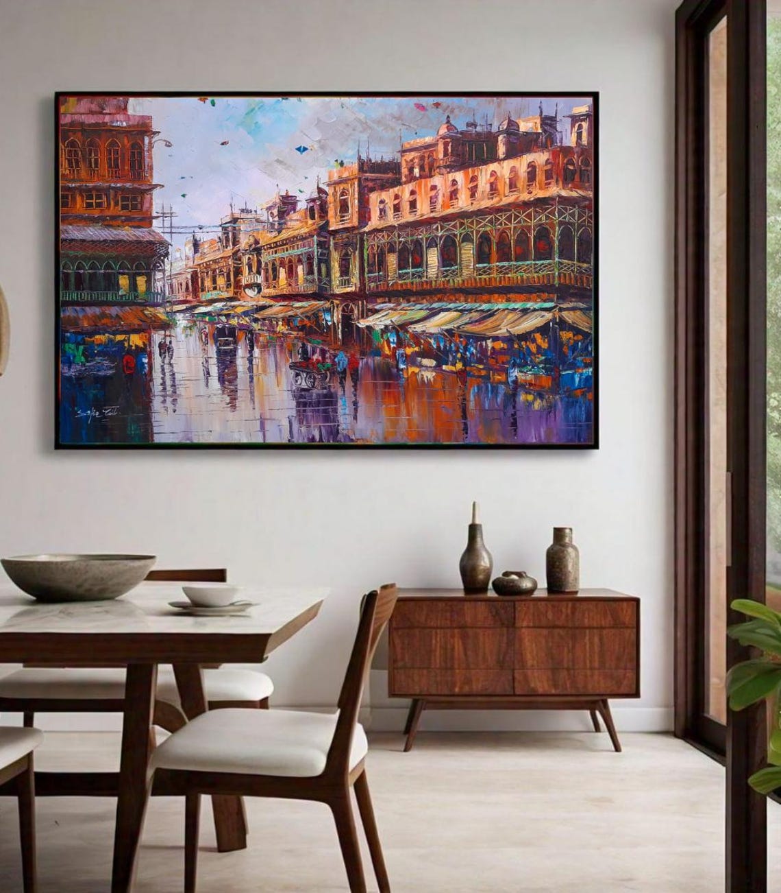 Indian Painting Asian Wall Art Pakistani Art Oil Painting Indian Wall Art Original Painting Large Wall Art Indian Gifts - Image 3