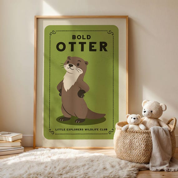 Bold Otter Nursery Art Print, Playful Animal Poster