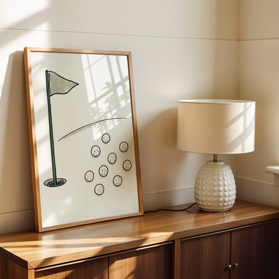 Minimalist Golf Wall Print Course Fairway Art For Room Home Office Or Man Cave Decor