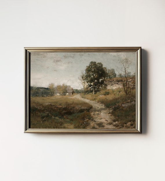 Cozy Country Landscape Vintage Art Print