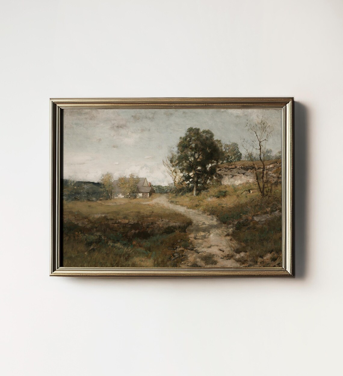 Cozy Country Landscape Vintage Art Print
