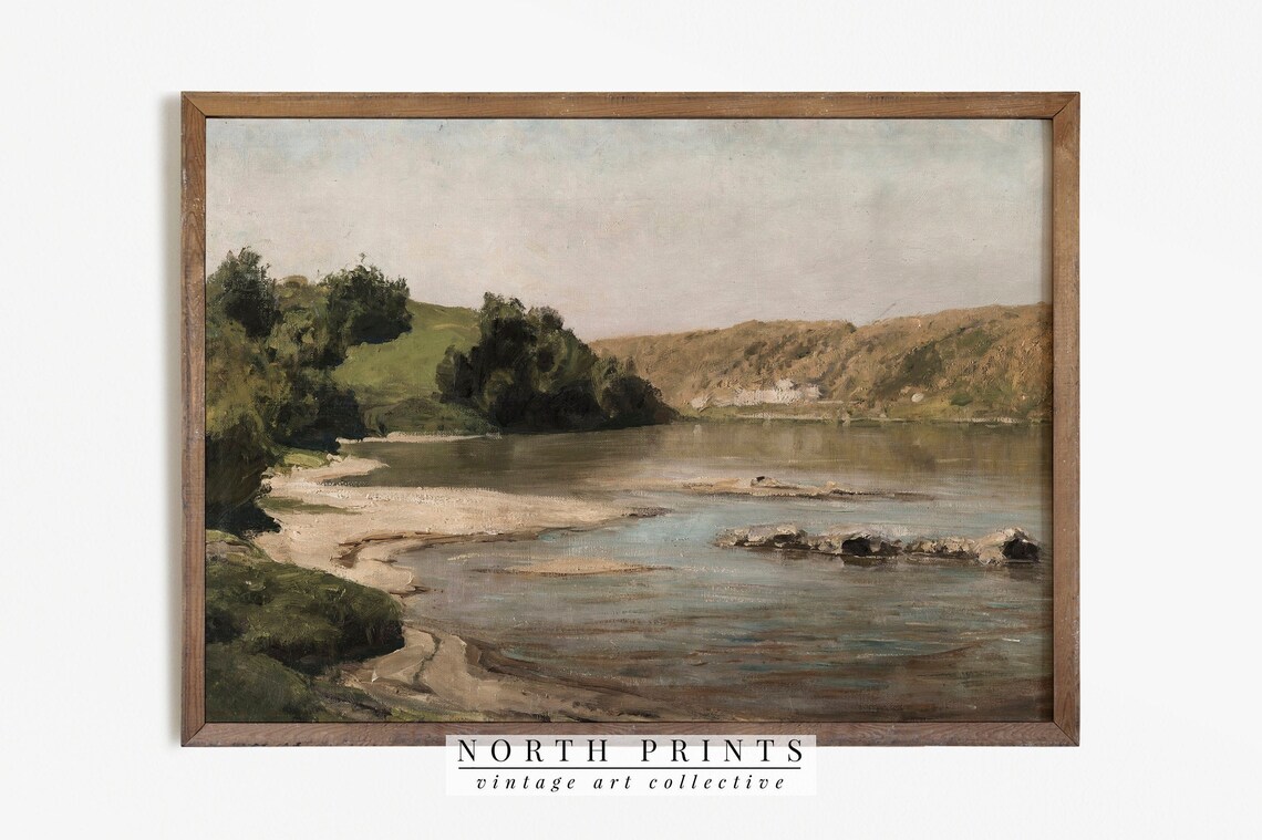 River Landscape Vintage Nature Poster Print