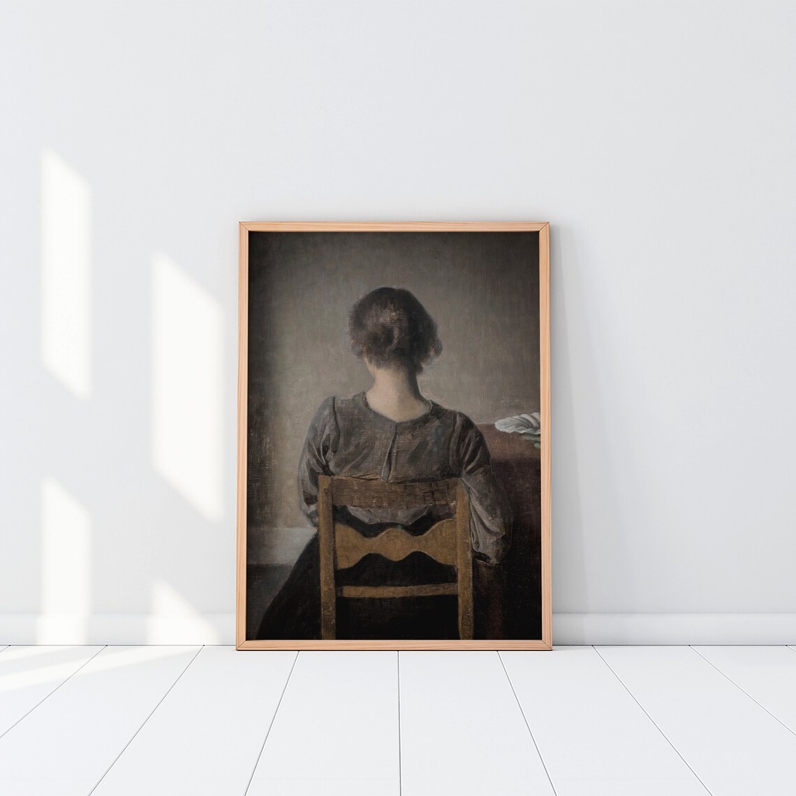 Seated Woman From Behind Moody Portrait Vintage Oil Painting Art Print - Image 2