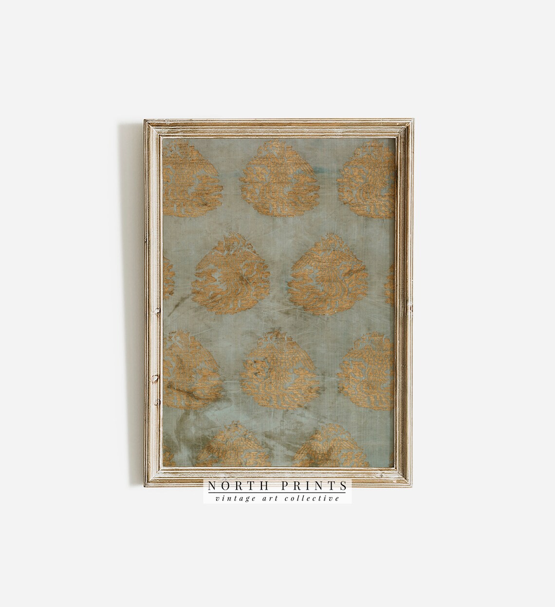 Antique Green Gold Tapestry, Vintage Art Print - Image 4