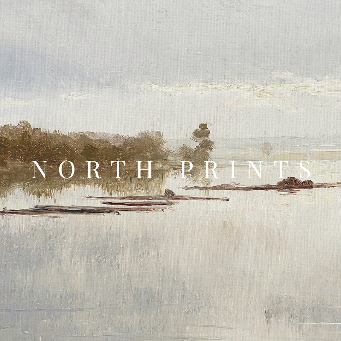 Muted Tonal River Painting, Neutral Landscape - Image 2