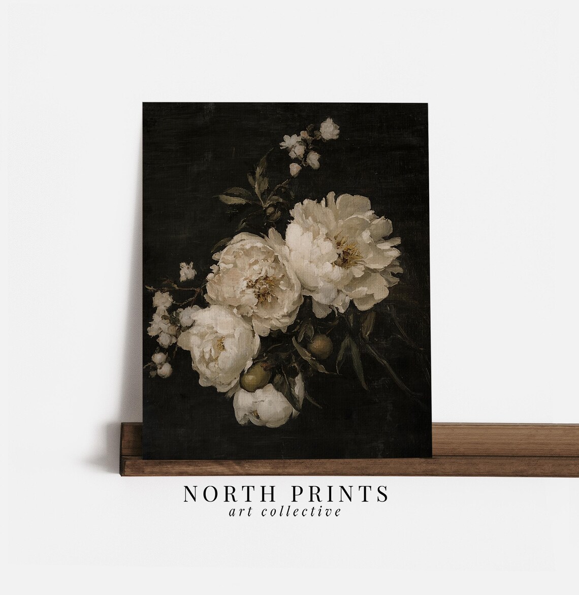 Dark Peony Still Life, Moody Botanical Art Print - Image 3