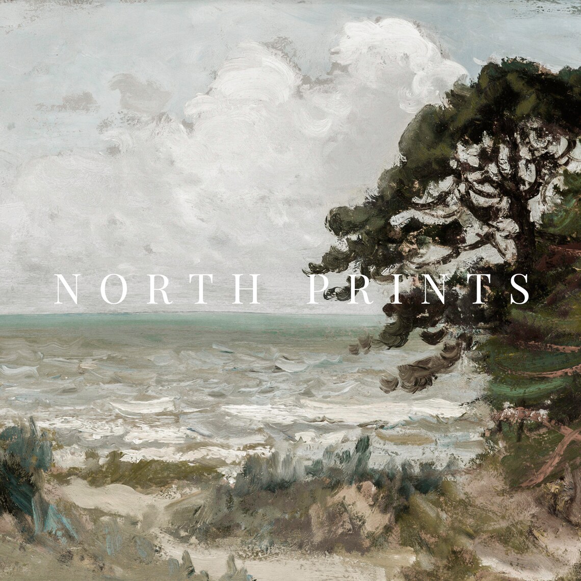 Rustic Coastal Oil Painting Vintage Beach Art Print - Image 4