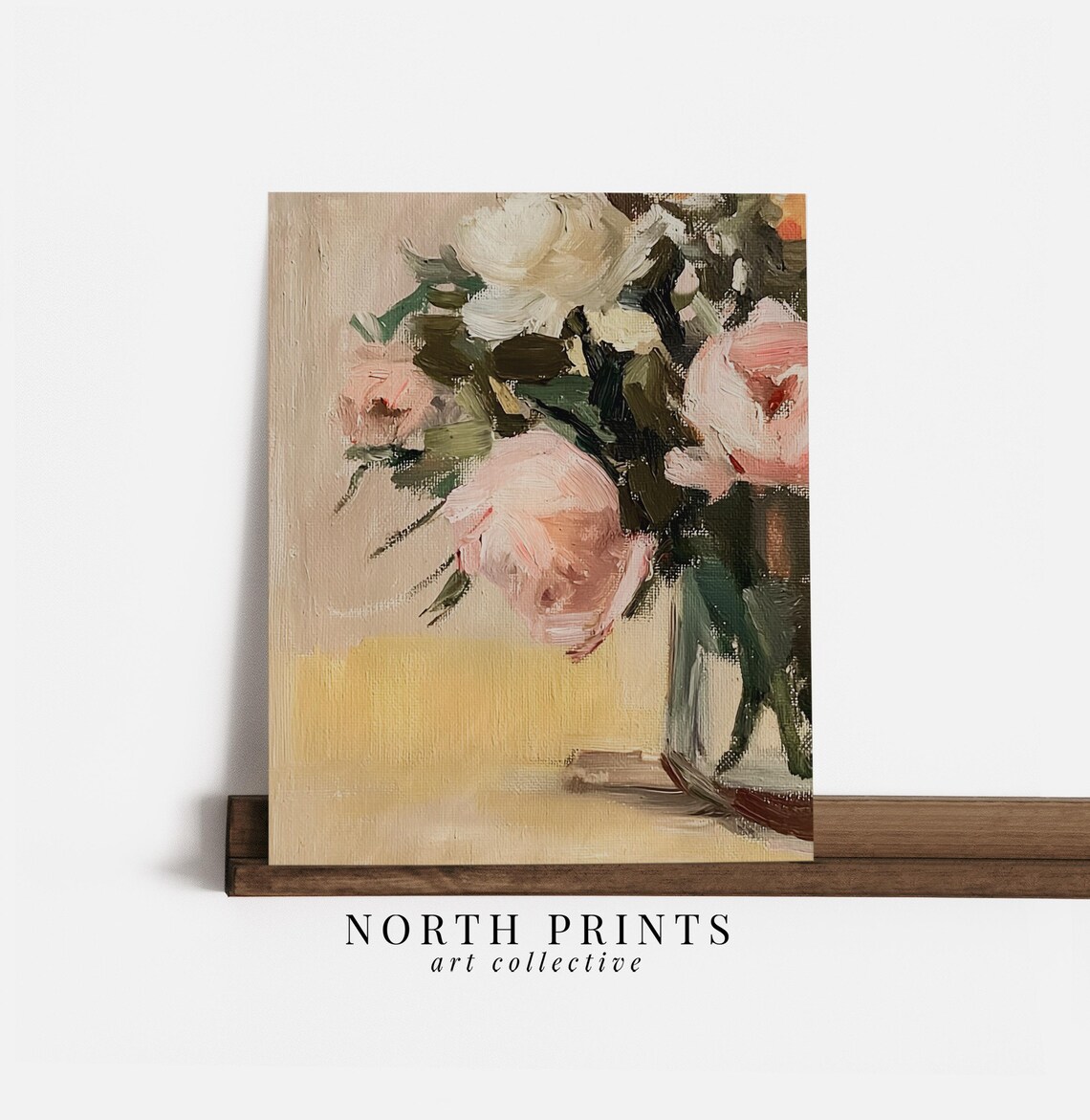 Impressionist Floral Still Life Pink Roses Oil Painting Poster - Image 2