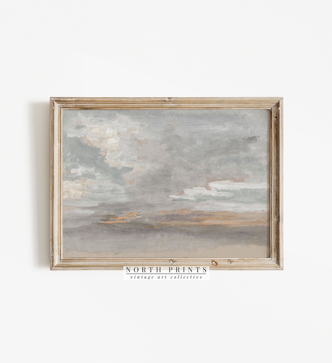 Vintage Neutral Cloud Painting Landscape Art Print - Image 3