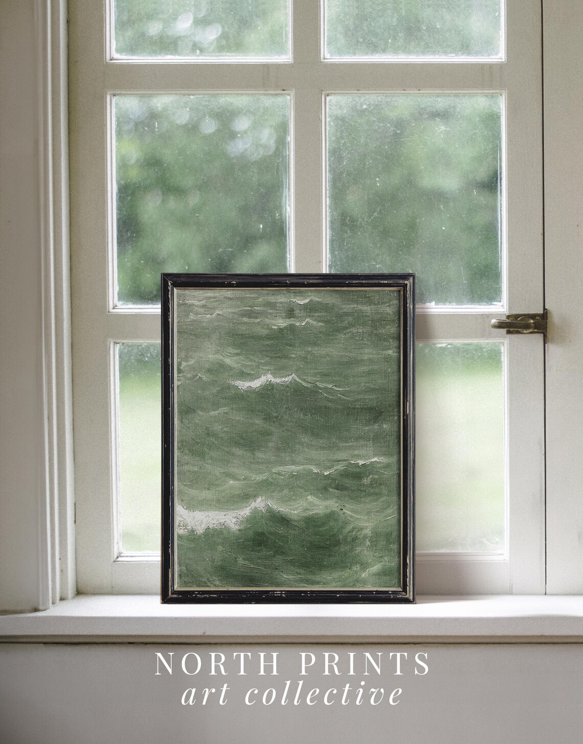 Abstract Green Ocean Waves Art Print, Coastal Decor - Image 2