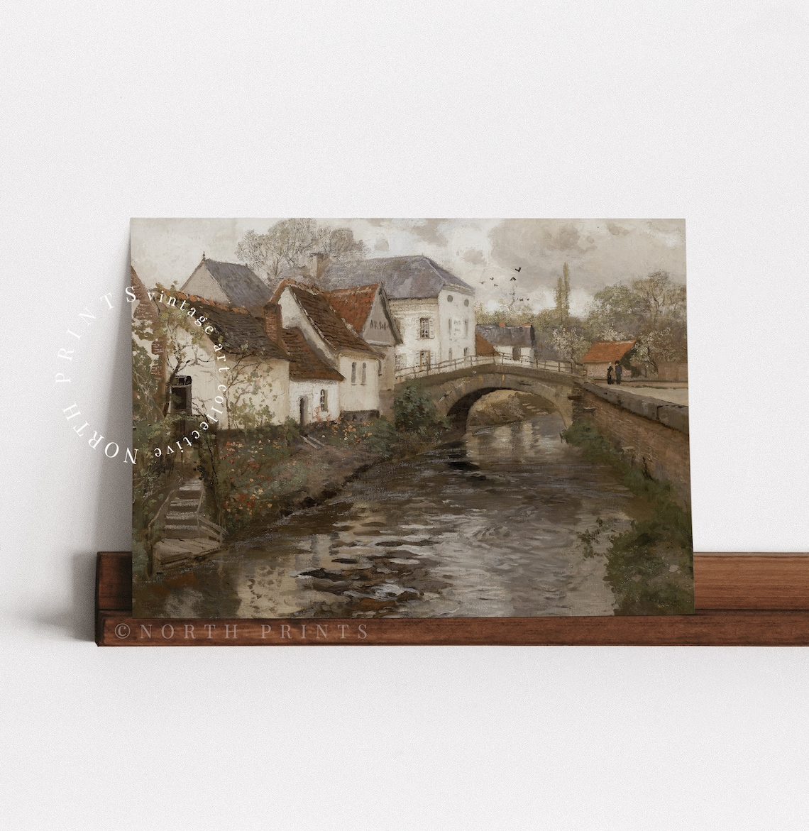 Vintage European Village Art Print, Rustic Country