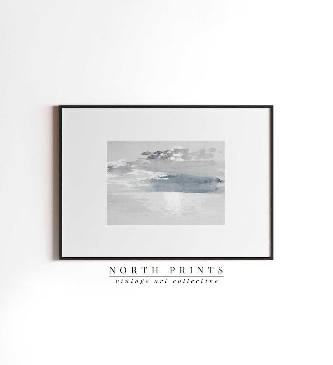Vintage Blue Tonal Coastal Painting Art Print - Image 4