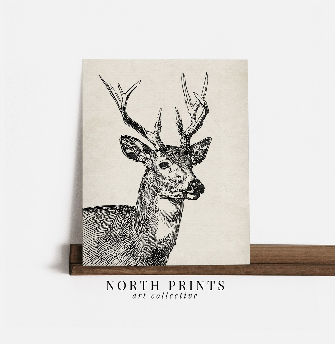 Neutral Rustic Deer Sketch Art Print, Minimalist Winter - Image 4