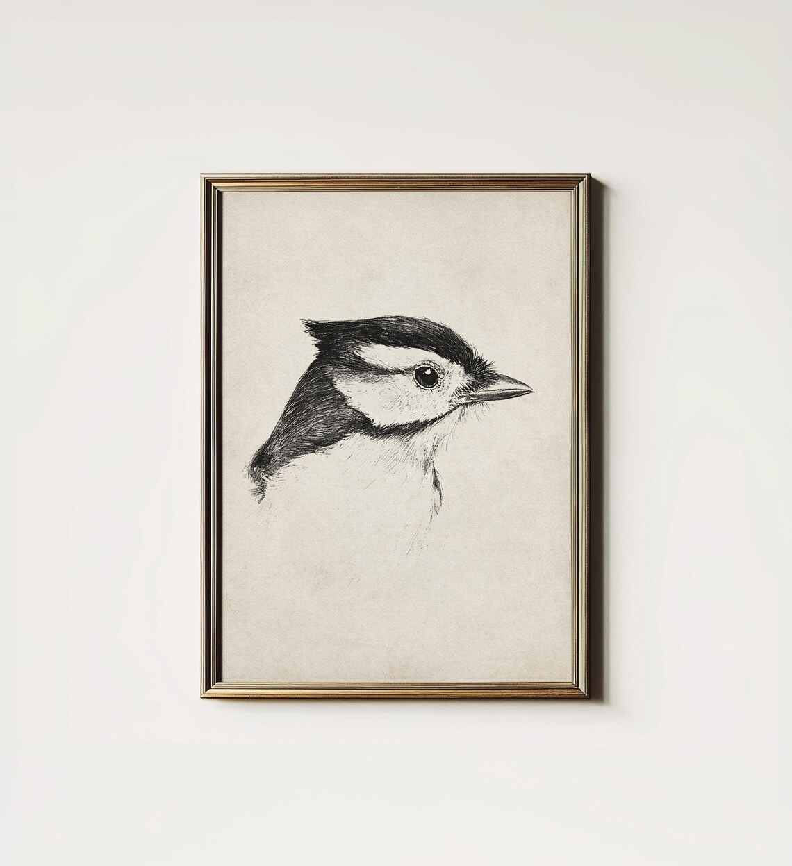 Minimalist Bird Sketch, Rustic Nordic Bedroom Art Print