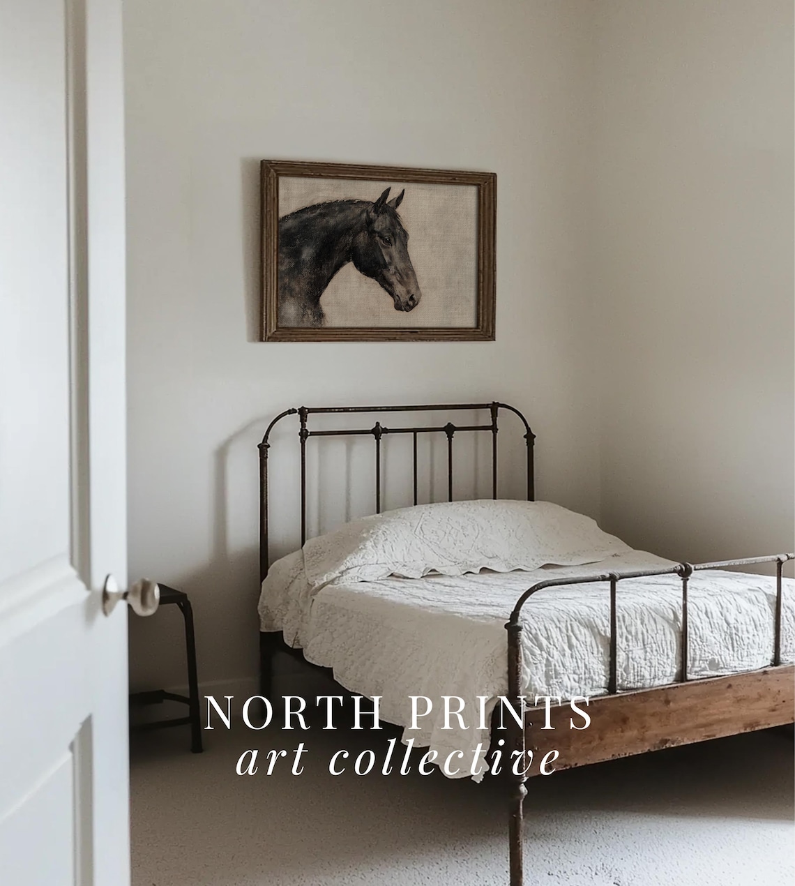Rustic Horse Portrait Painting, Farmhouse Bedroom Art Print - Image 4