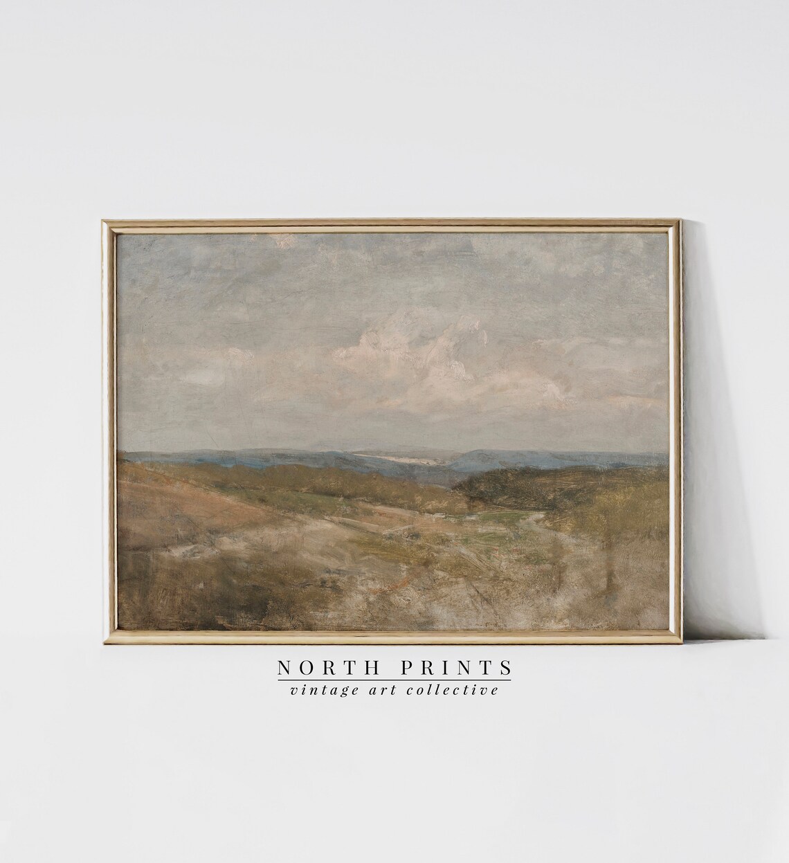 Valley Landscape Painting, Vintage Neutral Farmhouse Art Print - Image 4