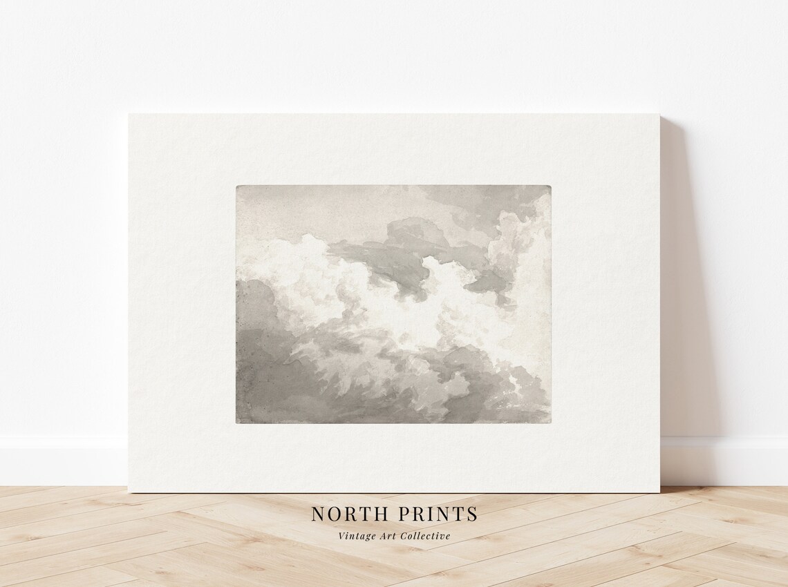 Cloud Study Vintage Painting, Minimalist Sky Art Print - Image 2