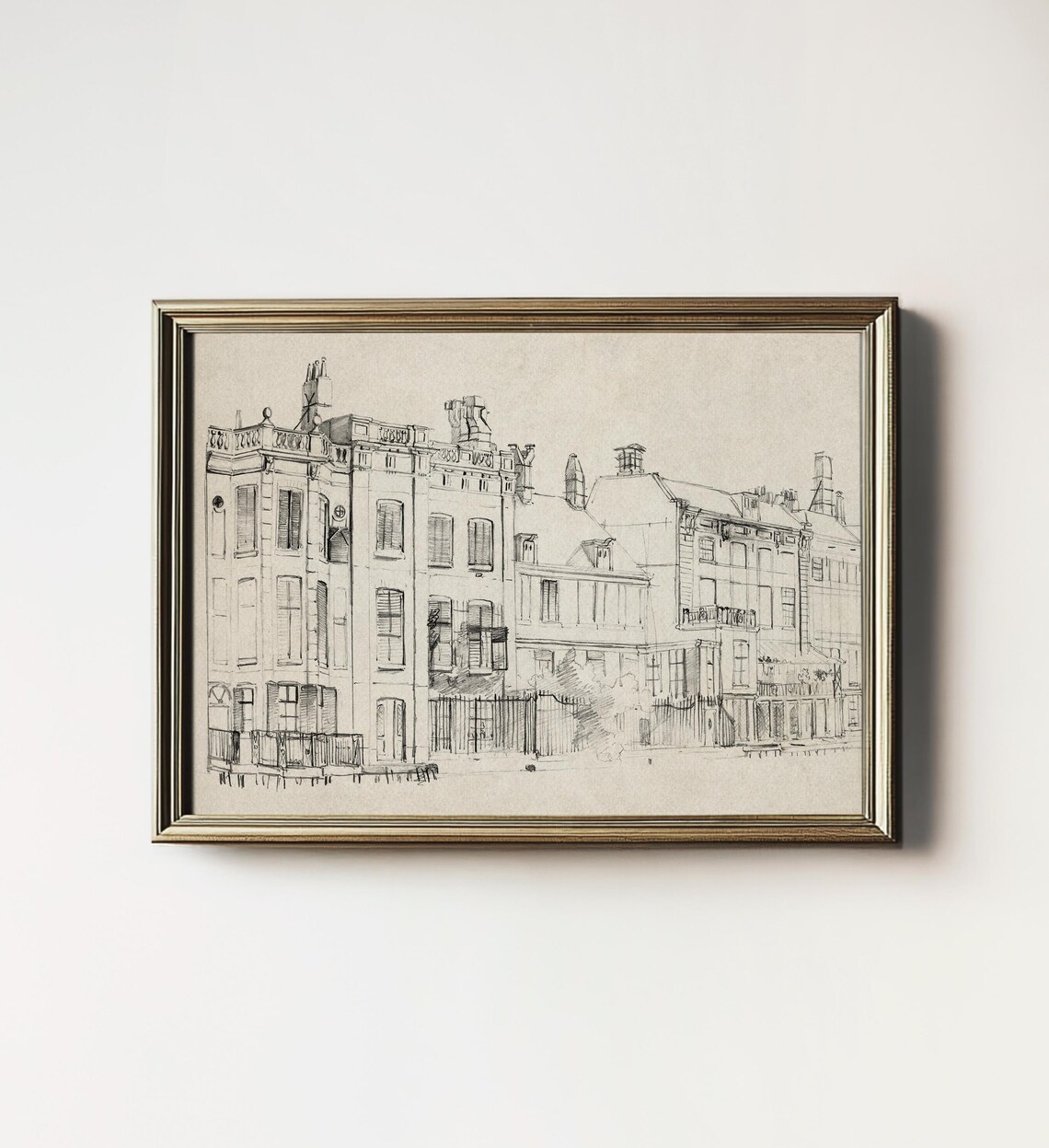 Neutral Architecture Art Sketch, Vintage Modern Farmhouse