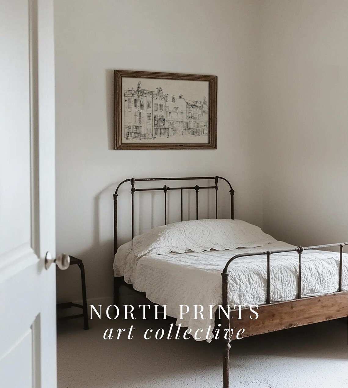 Neutral Architecture Art Sketch, Vintage Modern Farmhouse - Image 4