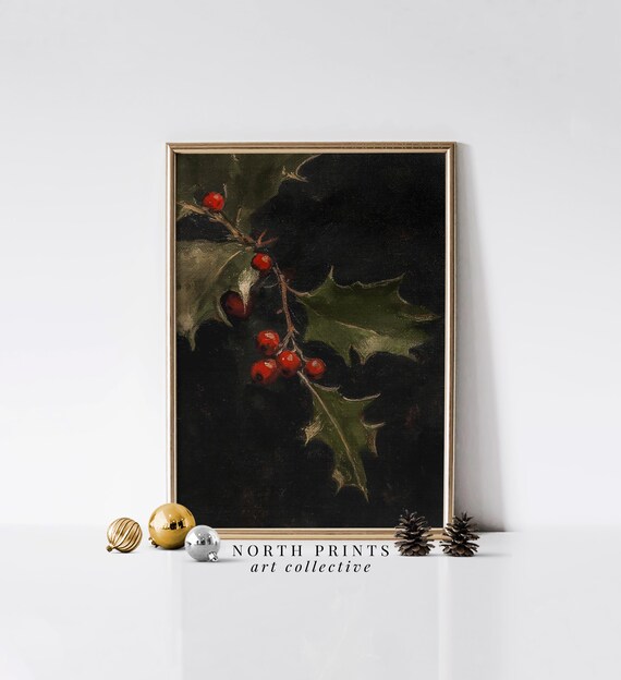 Winter Wall Art Holly Berry Moody Festive Holiday Christmas Wall Decor Print North Prints W 215