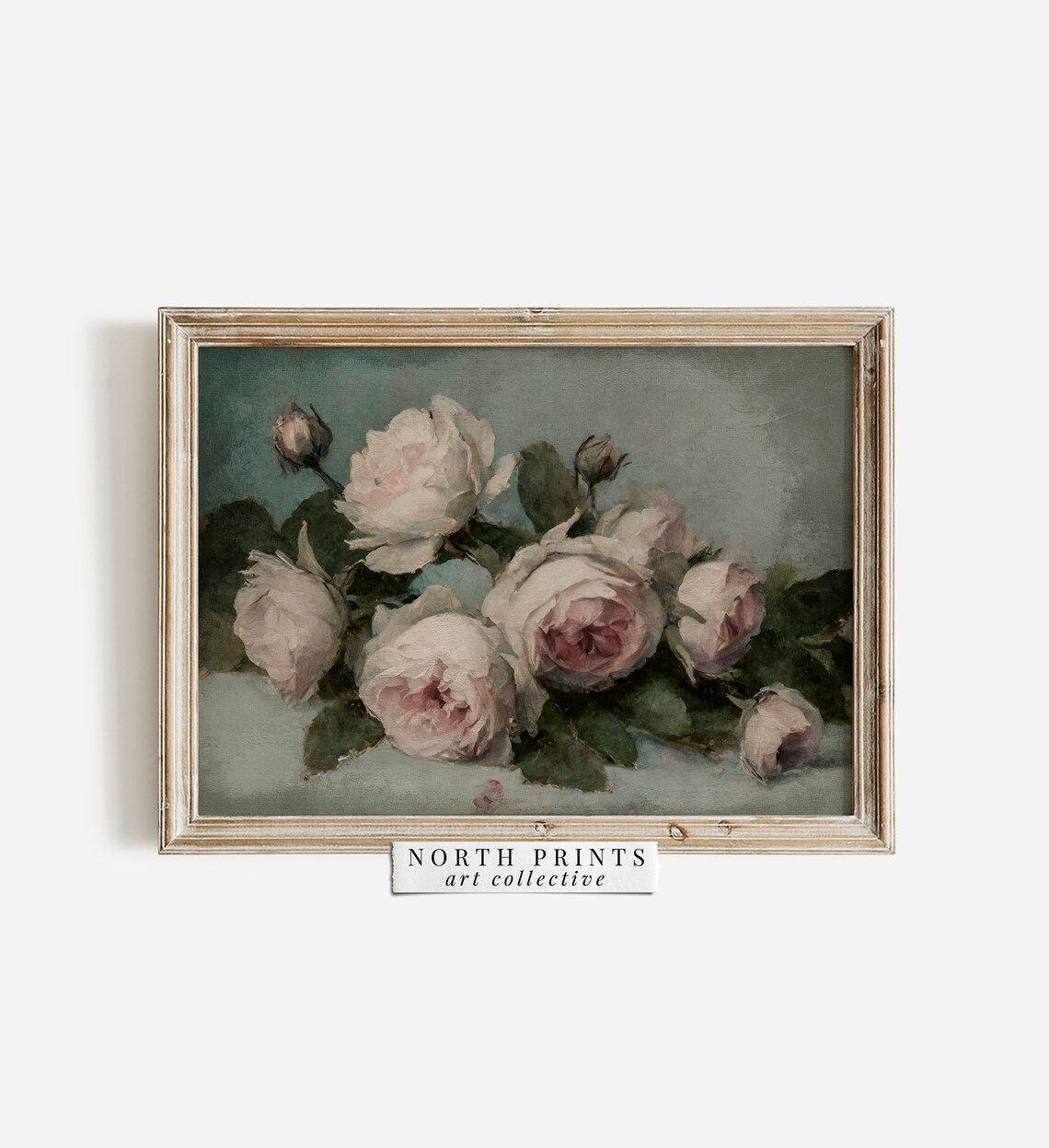 Pink Roses Vintage Flower Painting, Girls Room Decor - Image 2
