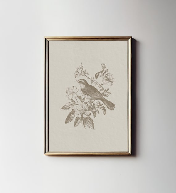 Neutral Bird Print, Minimalist Modern Farmhouse
