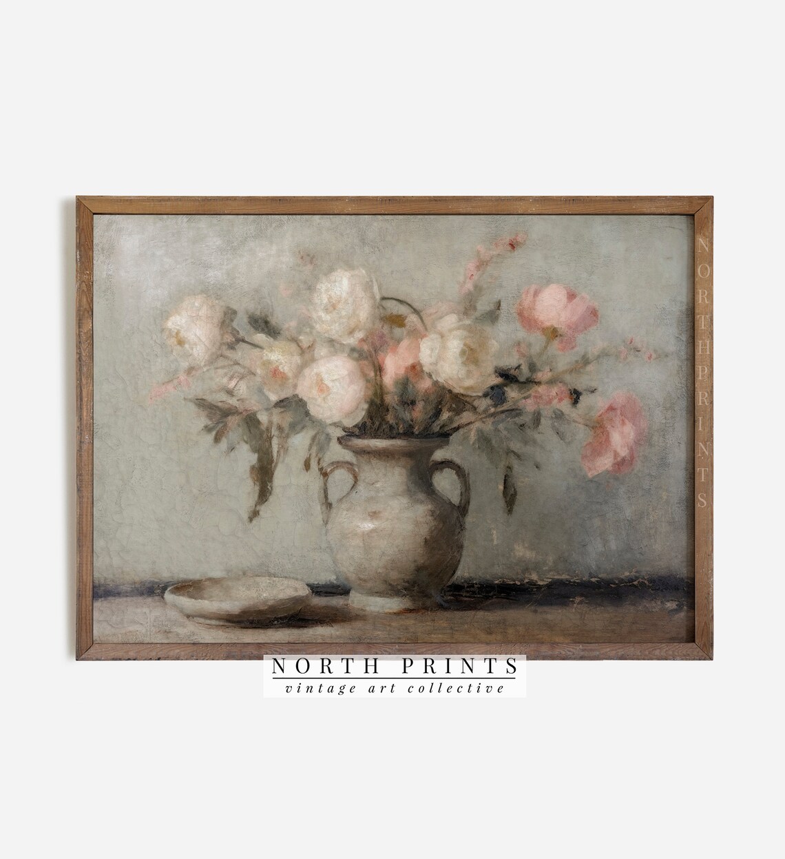 Vintage Muted Still Life Painting Floral Art Print - Image 2
