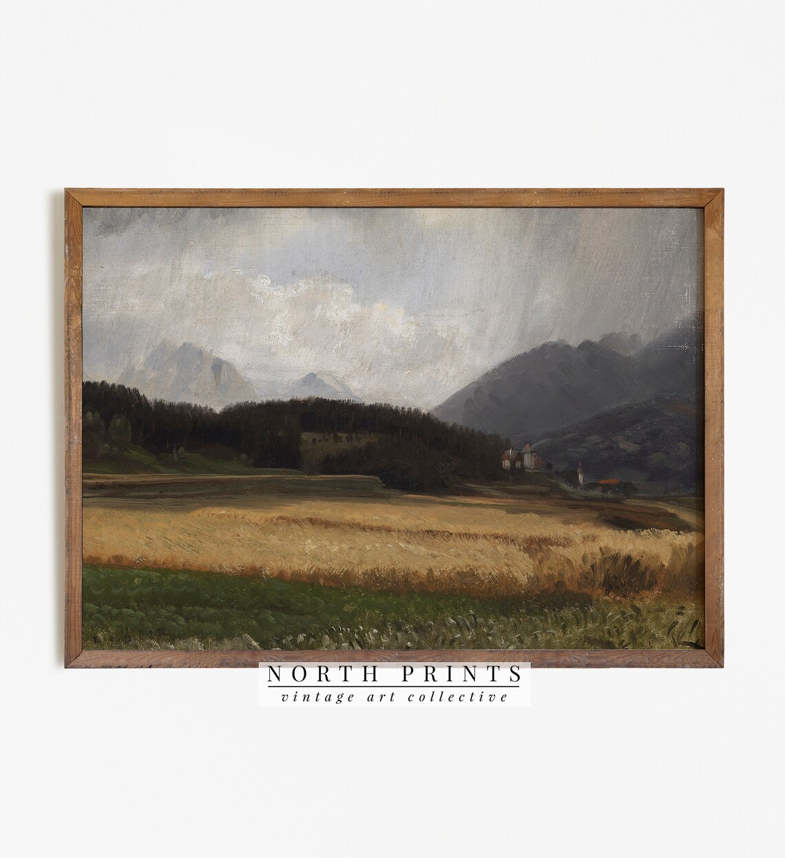 Moody Landscape Print Summer Nature Vintage Painting 654