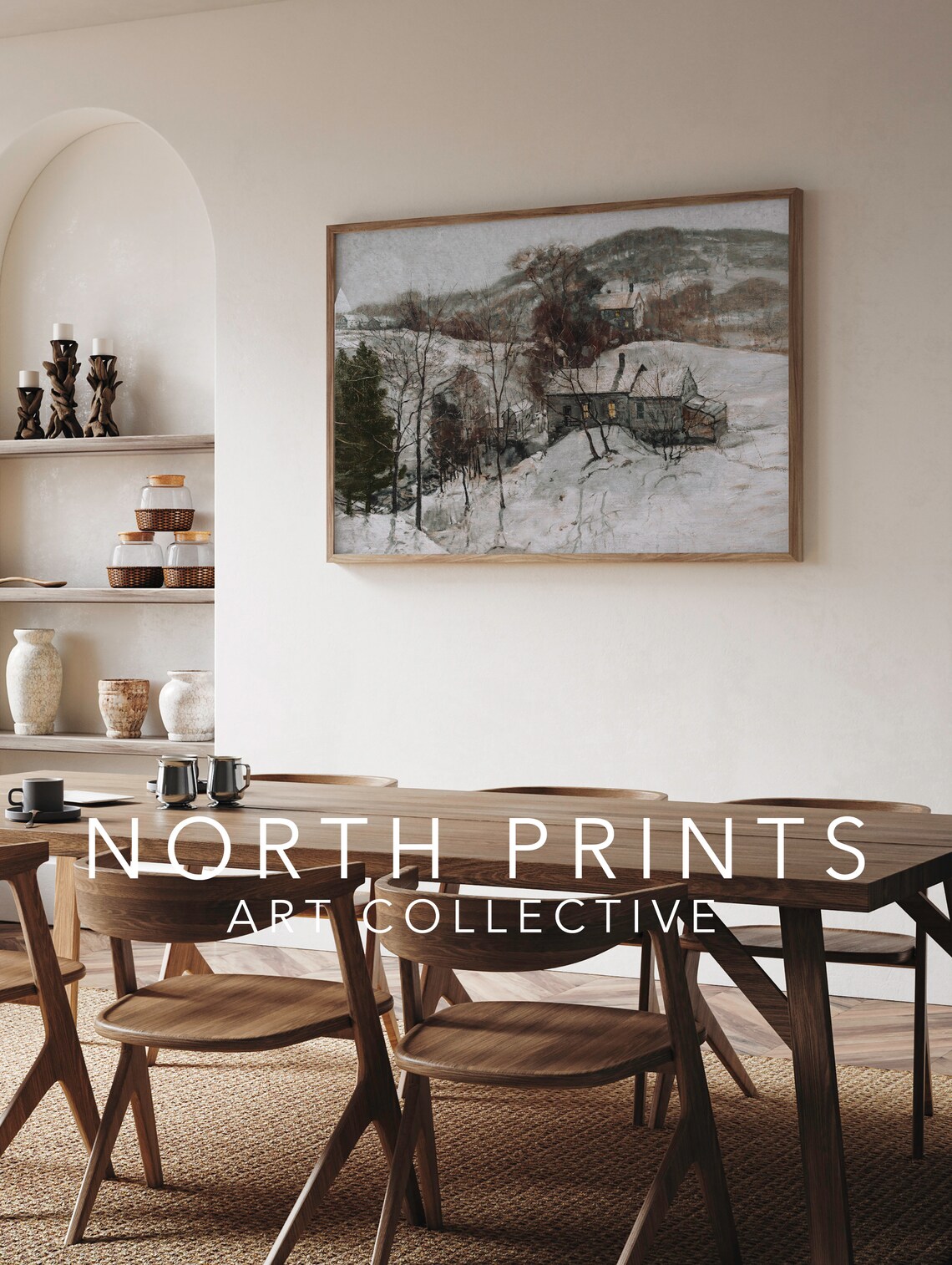 Rustic Winter Farmhouse Christmas Art Print - Image 4