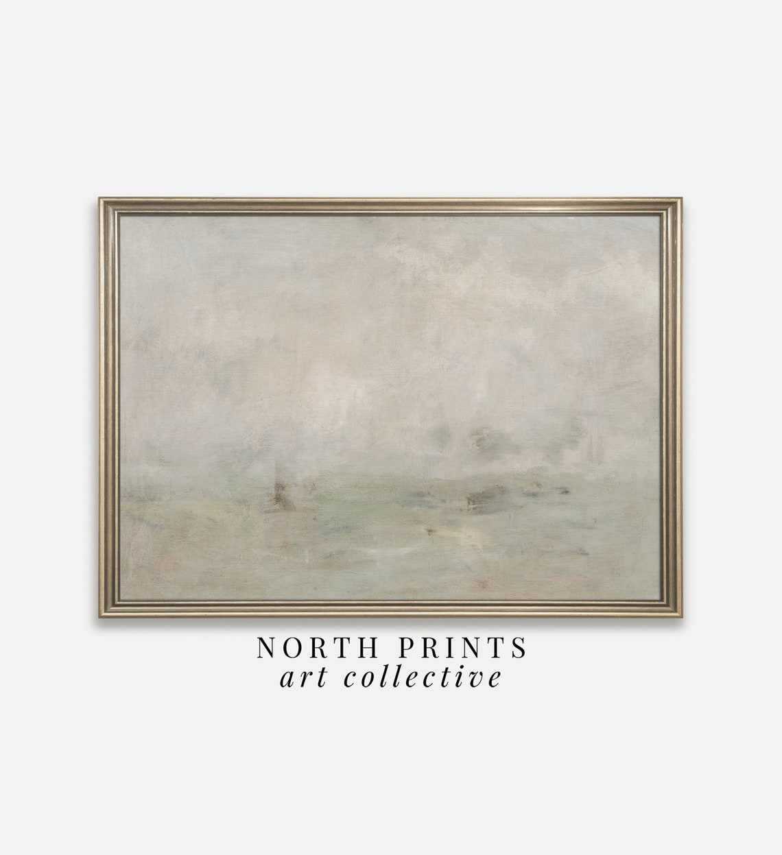 Muted Abstract Coastal Seascape Soft Neutral Foggy Ocean Haze Poster