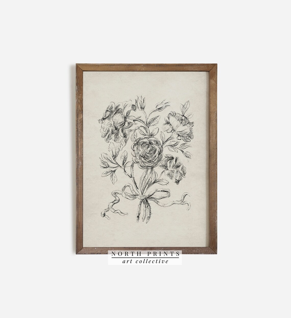 Victorian Rose Bouquet Sketch Art Print, Bedroom - Image 3