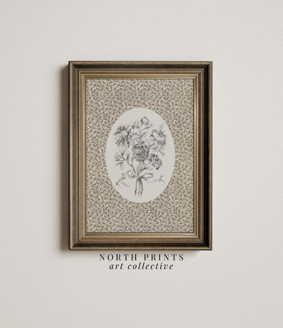 Botanical Nursery Floral Sketch Art Print