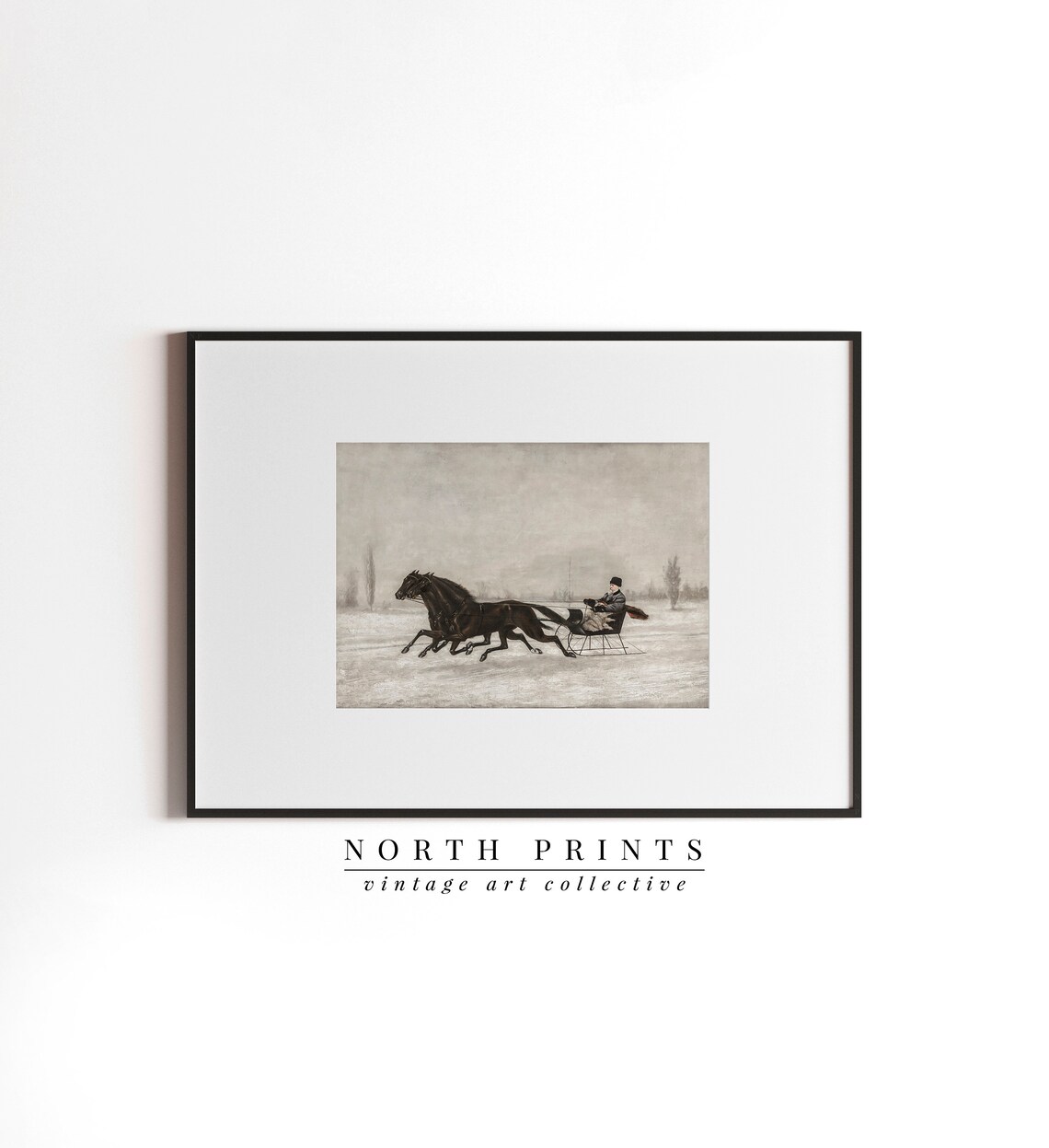 Vintage Winter Sleigh Ride Art Print, Country Christmas Decor - Image 3