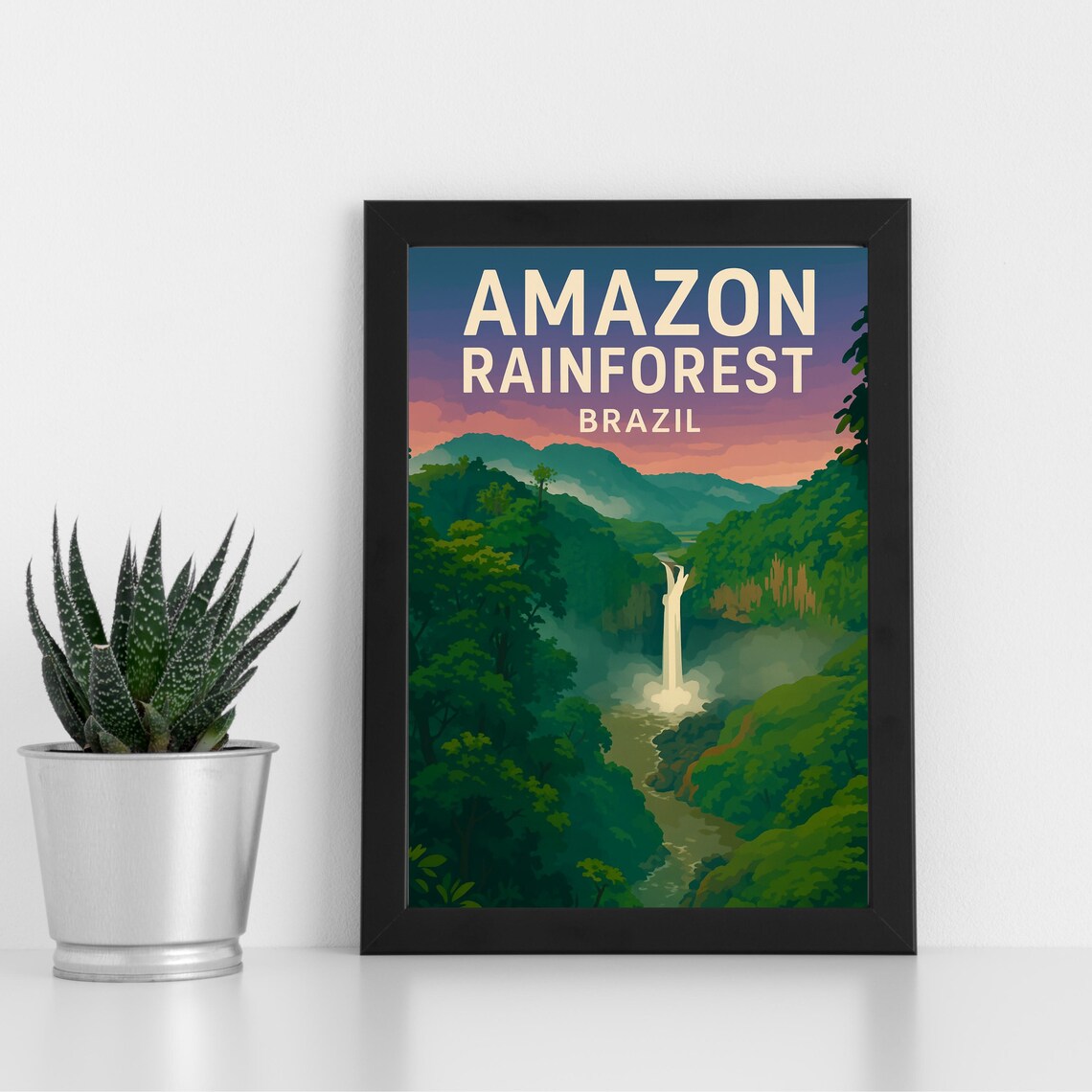 Amazon Rain Forest Print Artwork L Brazil South America Custom Poster Postcard Framed Greeting Card Portrait