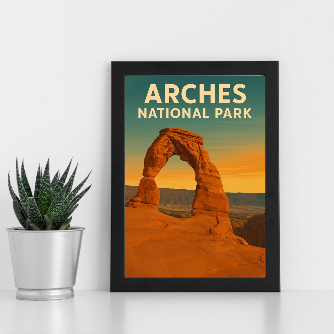 Arches National Park Delicate Arch Sunset Desert Vintage Travel Poster