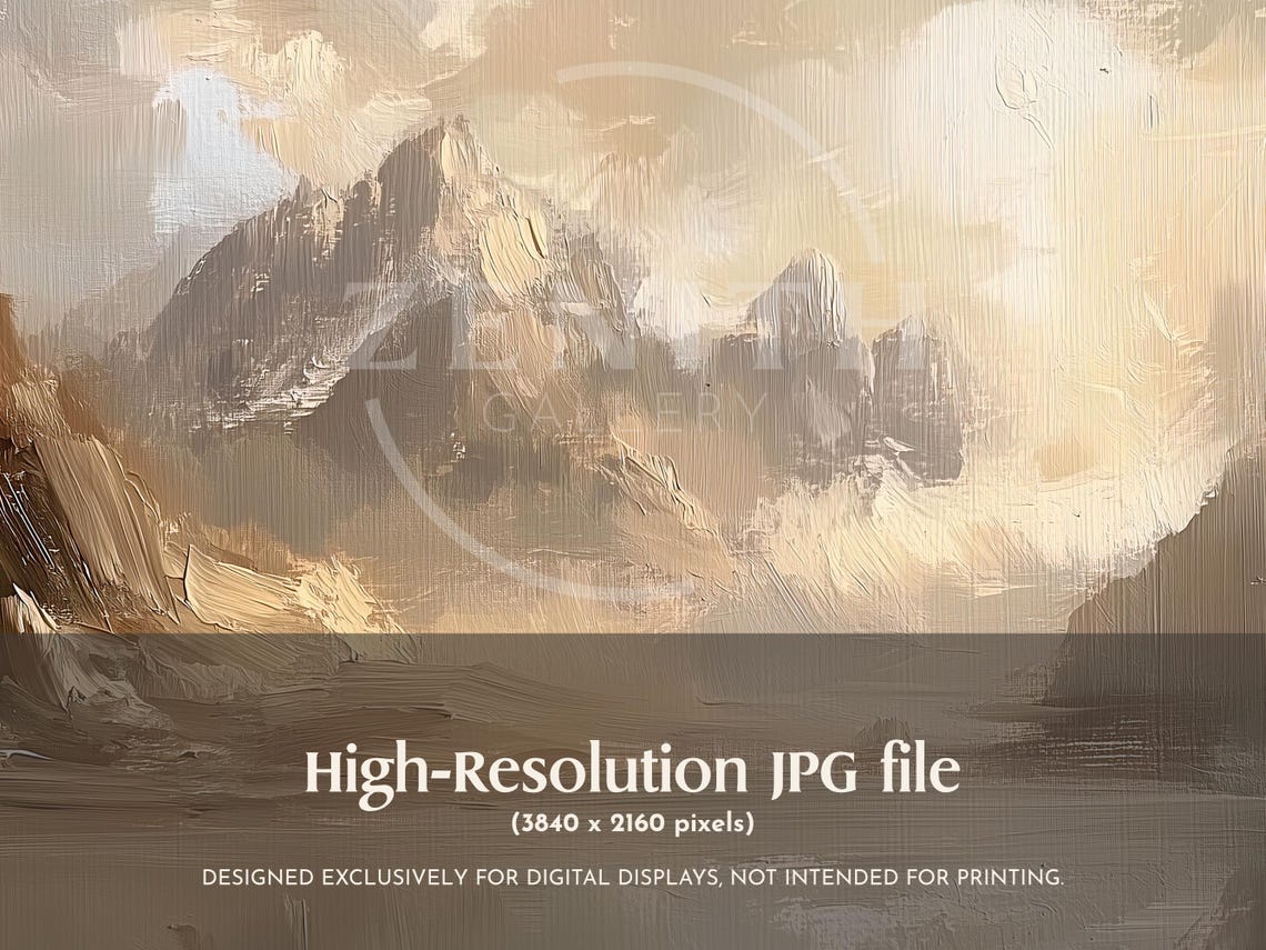 Misty Mountain Lake Brown Neutral Moody Vintage Landscape Poster - Image 3