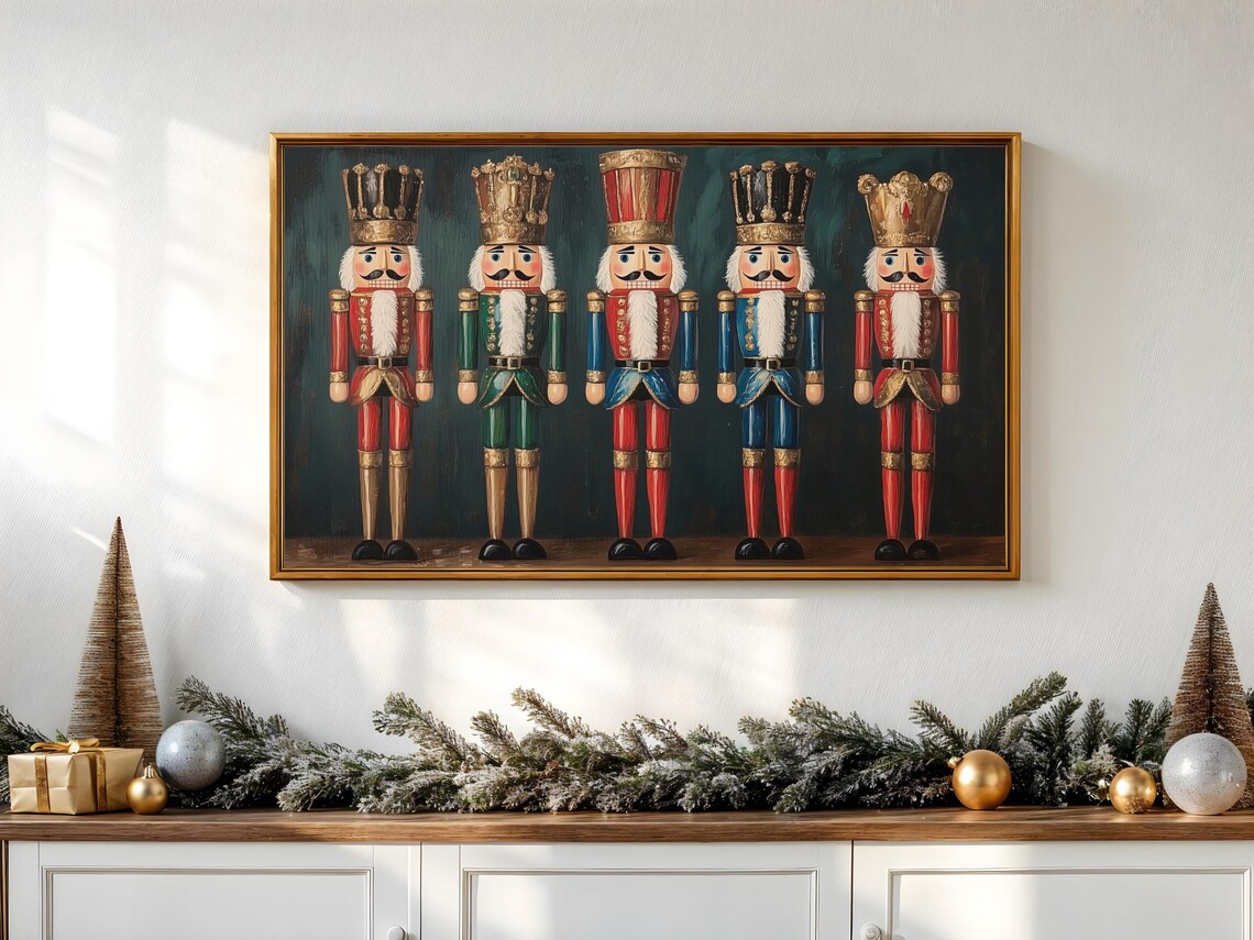 Christmas Nutcracker Frame Tv Art Moody Holiday Nutcracker Painting For Frame Tv Antique Christmas Decor