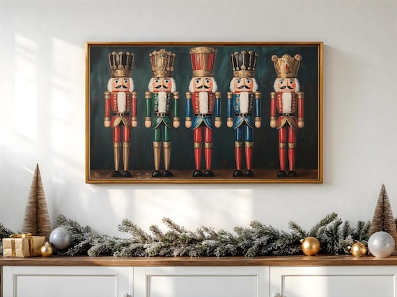 Christmas Nutcracker Frame Tv Art Moody Holiday Nutcracker Painting For Frame Tv Antique Christmas Decor