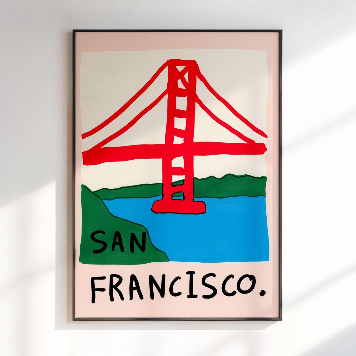 San Francisco Golden Gate Bridge Colorful Playful City Travel Poster
