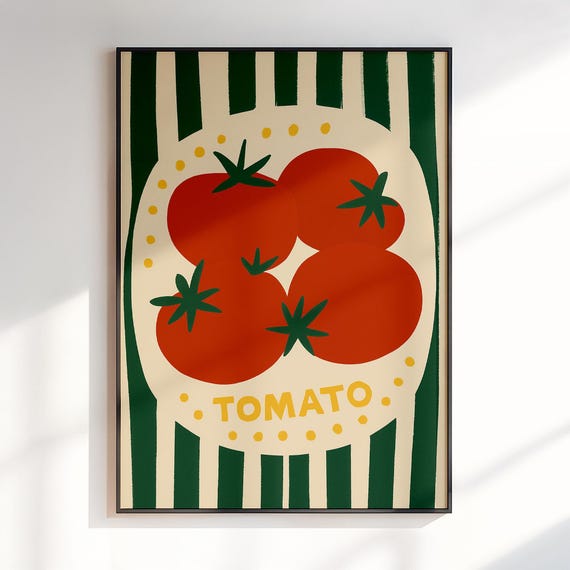 Tomato Poster Kitchen Wall Art Funny Food Print Vegetable Decor For Pantry Dining Room Or Chef Gift Colorful Artwork