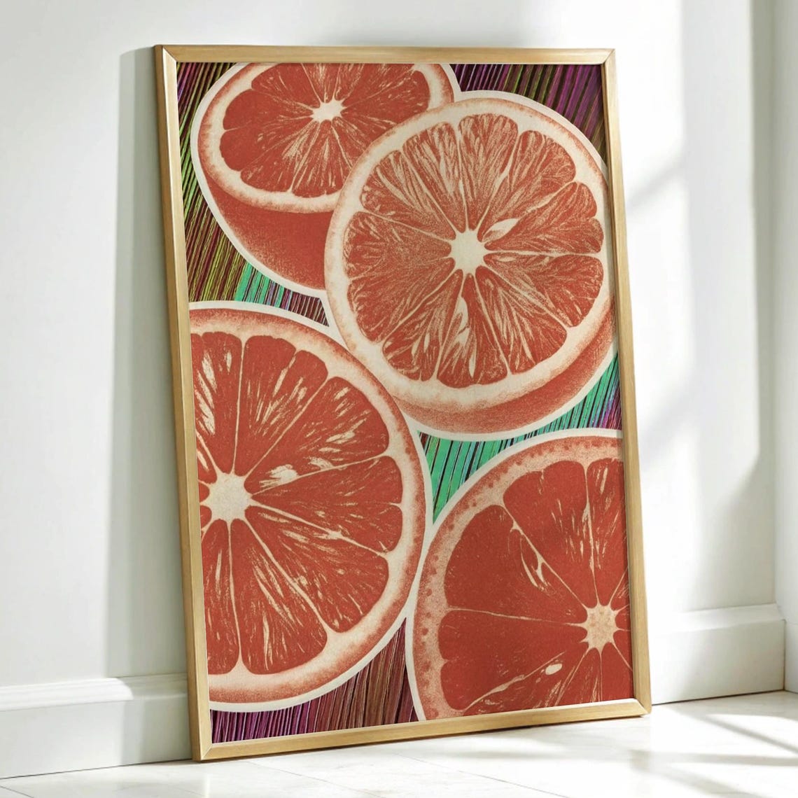 Orange Wall Art, Retro Citrus Kitchen Poster