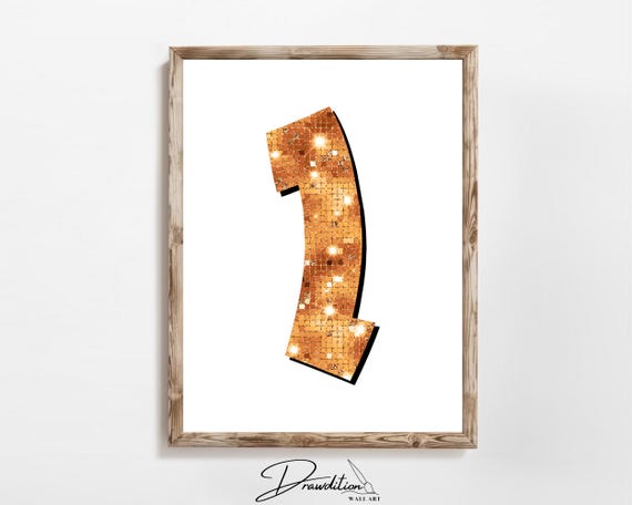 Disco Orange Letter I Print Orange Trendy Personalized Monogram Wall Art Disco Cowgirl Dorm Decor Preppy Poster Teen Room