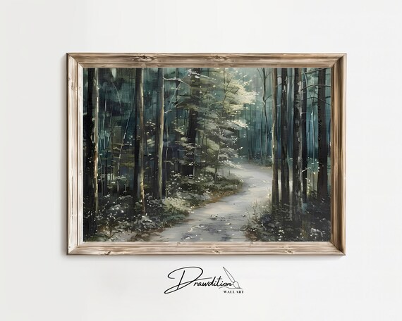 Forest Wall Art Forest Painting Tree Art Print Forest Path Art Green Forest Poster Forest Print Forest Decor Tree Wall Art
