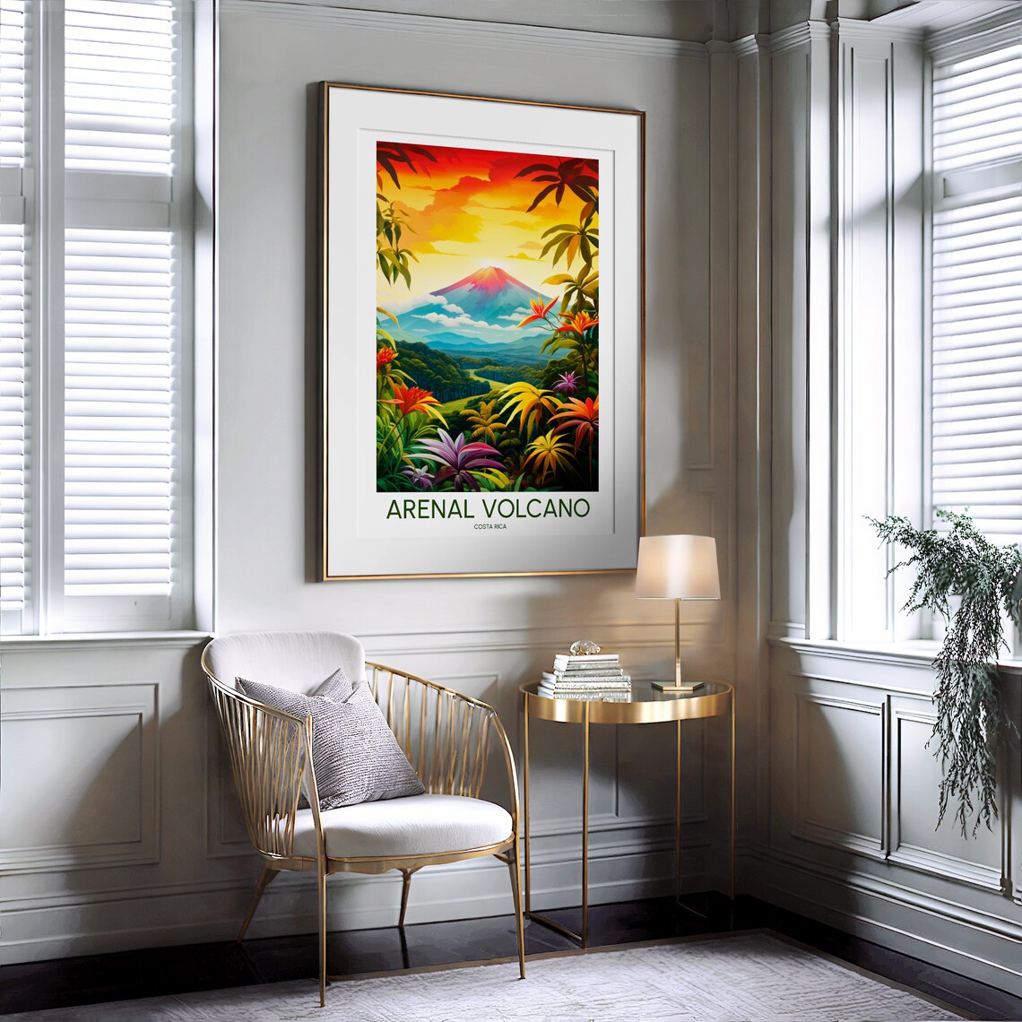 Arenal Volcano Costa Rica Sunset Jungle Illustrated Travel Poster - Image 2