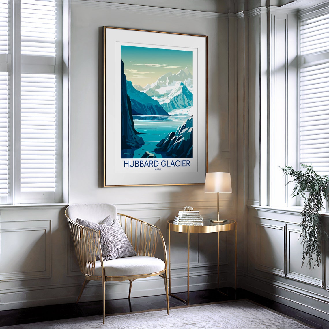 Hubbard Glacier Alaska Ice Peaks Fjord Illustrated Travel Poster - Image 2