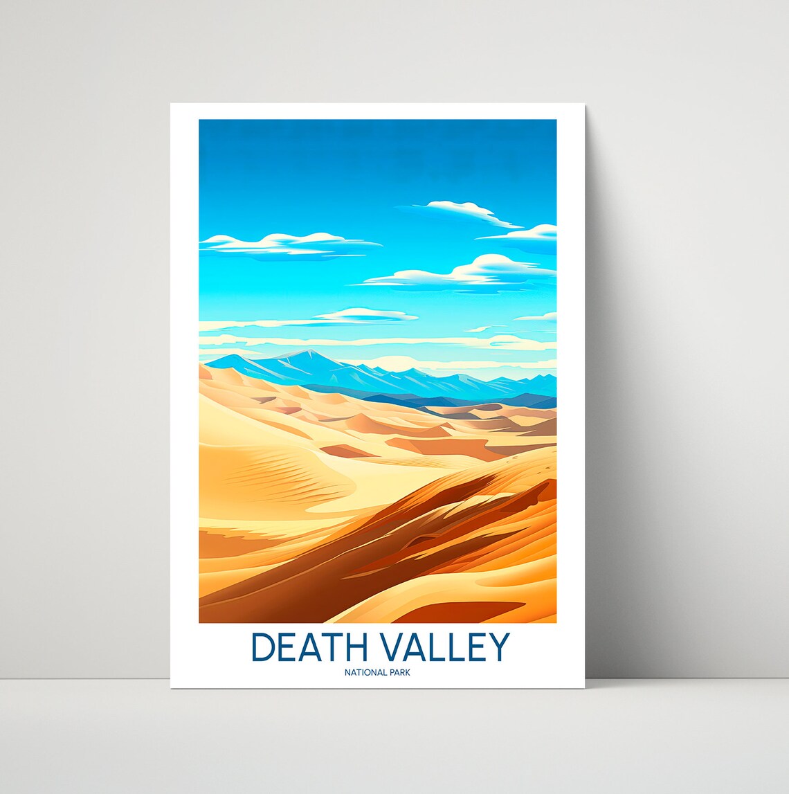 Death Valley National Park Sand Dunes Desert Landscape Vintage Poster