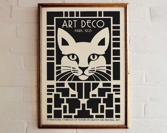 Art Deco Cat Face Paris 1925 International Exhibition Wall Art