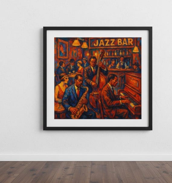 1920s Jazz Bar Art Deco Print Retro Maximalist Decor