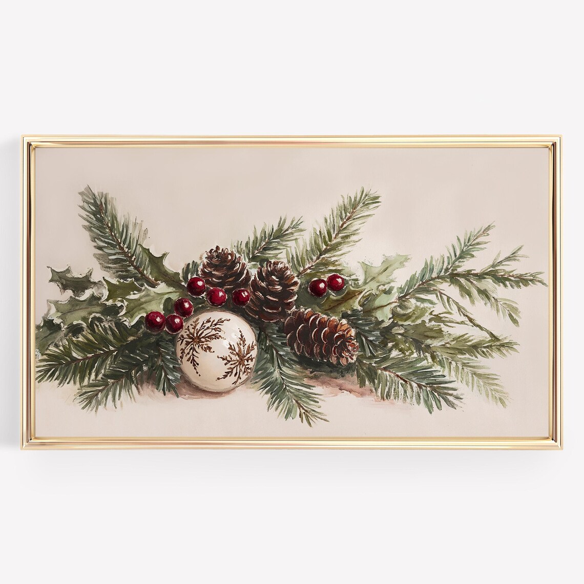Christmas Rustic Botanical Winter Still Life Art Print